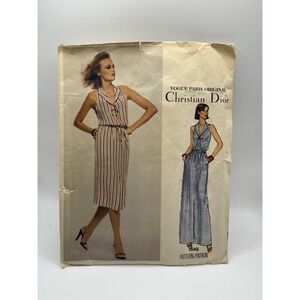 Vogue 1648 Christian Dior Paris Original Halter Dress Pattern Sz 10 Cut 1970s